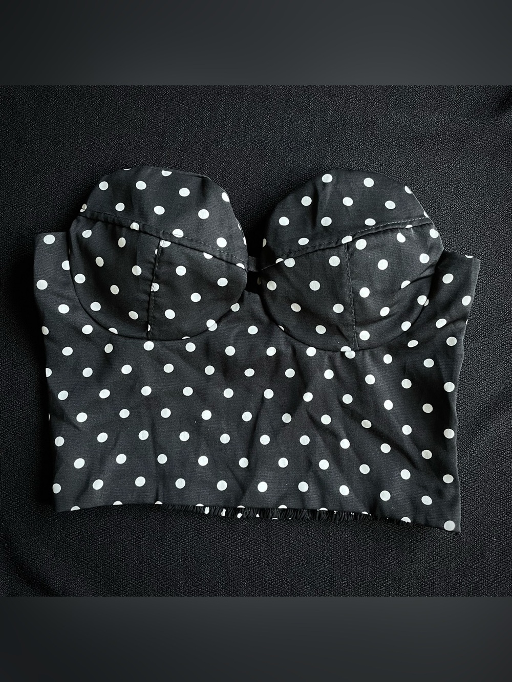 Retro Black Polka Dots Shirred Croptop